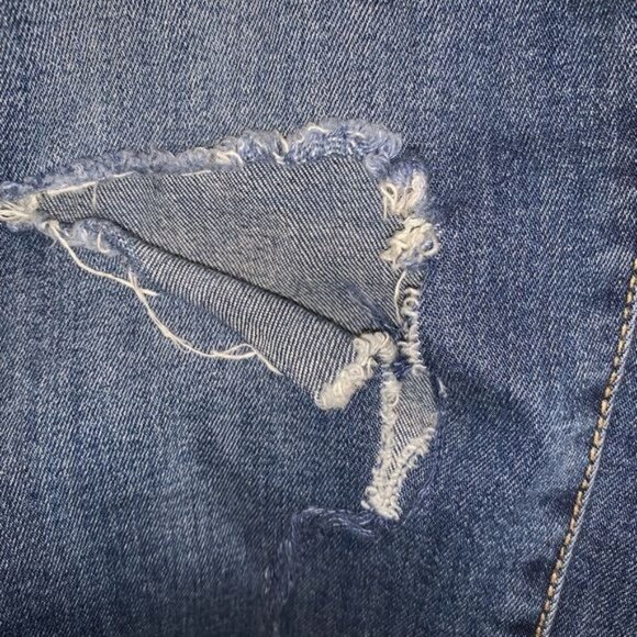 Gap Girlfriend Jeans Womens 8R Distressed Mid-Rise Dark Wash Denim Casual Pants - Picture 6 of 12